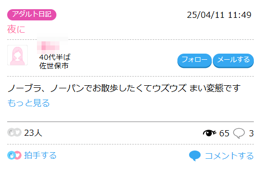 ハッピーメール アダルト日記